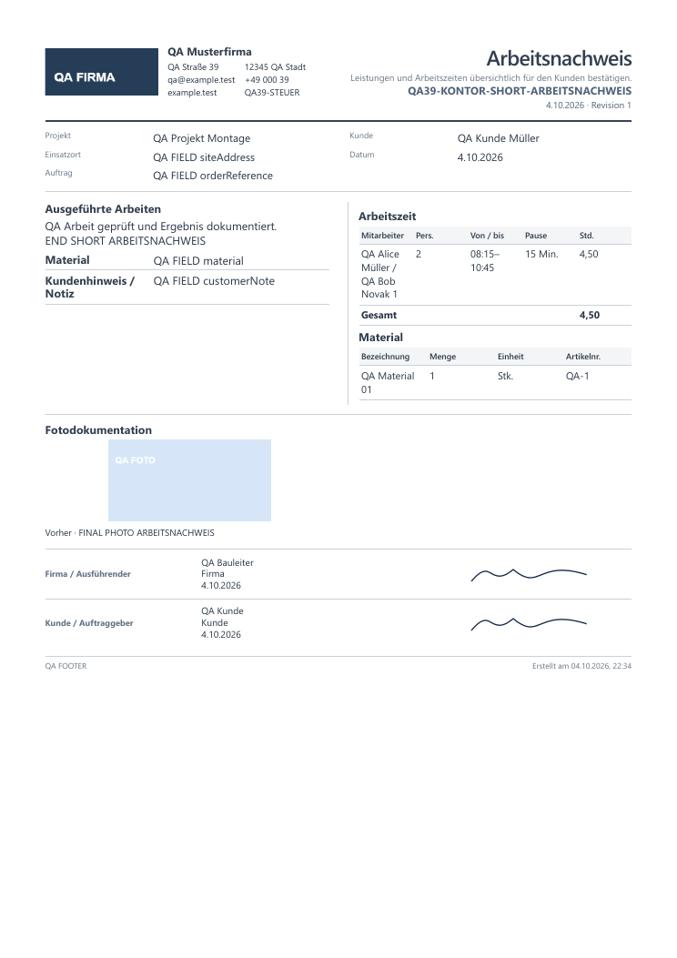 Kontor — zwei Lesespalten